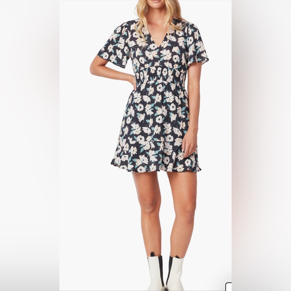 PAIGE Black and White Floral Mini Dress